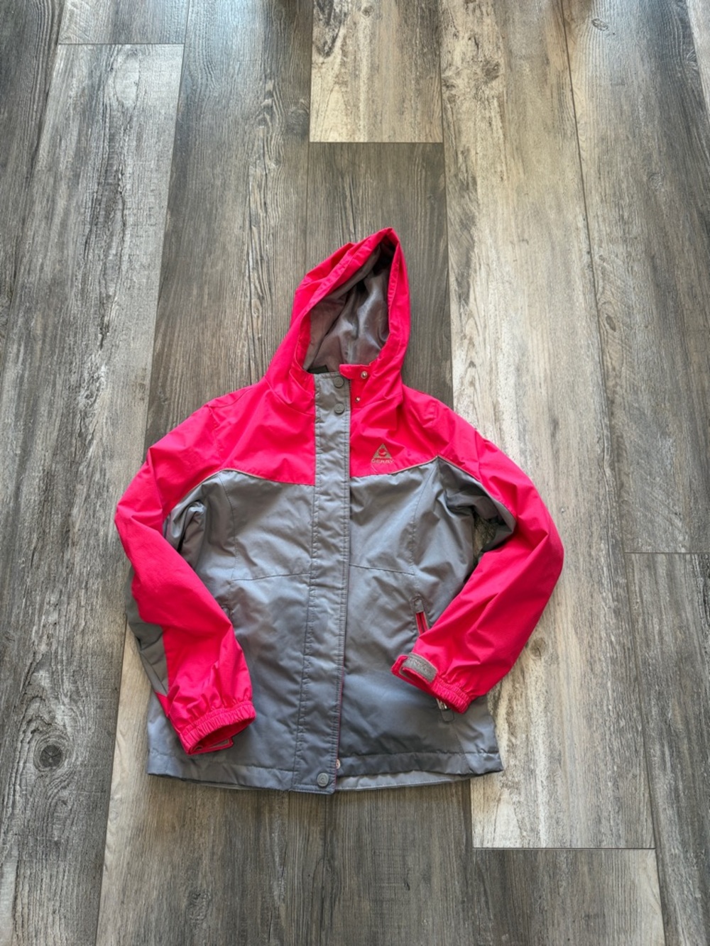 Gerry Colorblock Hooded Rain Jacket - Pink & Gray